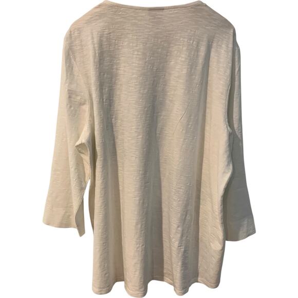 Chico's Top Women's Size 4 Spring Paradise Scoop Neck Floral 3/4 Sleeve NWT - Picture 2 of 6